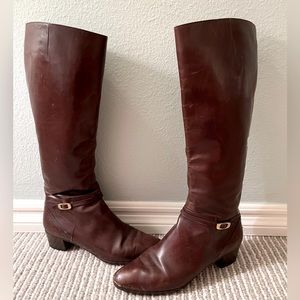 SALVATORE FERRAGAMO Riding Boots Burgundy Size: 7.5
